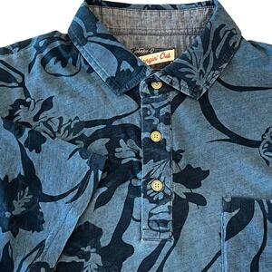 Johnnie O Hanging Out Shirt Mens L Blue Hawaiian Tropical Short Sleeve